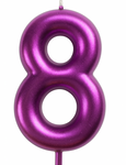 Geburtstagskerze Nummer "8" - Metallic-Himbeere