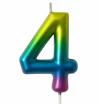 Rainbow Candle Number 4 – Colorful Magic of Celebration