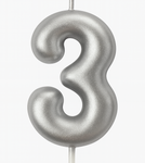 Silver birthday candle number "3" - elegance for every occasion