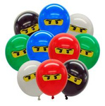 Ninja bedruckte Gummiballons, (10 Stück).)