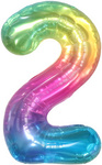 Folienballon Nummer "2" Regenbogen (100cm).)