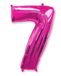 Folienballon Nummer "7" Flexmetal, Himbeere (100cm).)