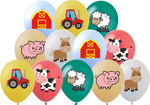 Bedruckte Gummiballons Happy Farm (12 Stück).)
