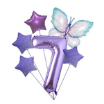 Set Luftballons zum 7. Geburtstag mit Schmetterling