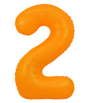 Folienballon Nummer "2" Orange Neon (100cm.)