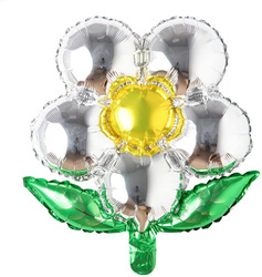 Mini-Folienballon Silberne Blume