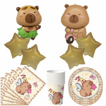 Capybara Birthday Set - Geschirr, Servietten und Luftballons (46 Artikel)